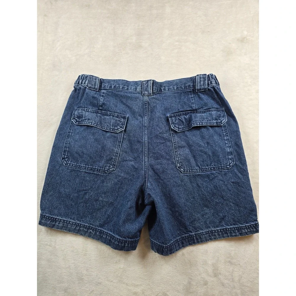Croft & Barrow Denim Cargo Shorts Mens 36 Blue Jean Cotton Elastic Waist Utility